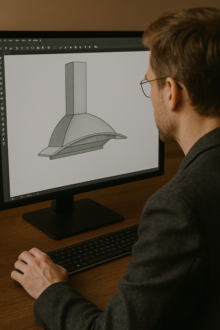 German designer creating a premium chimney design.