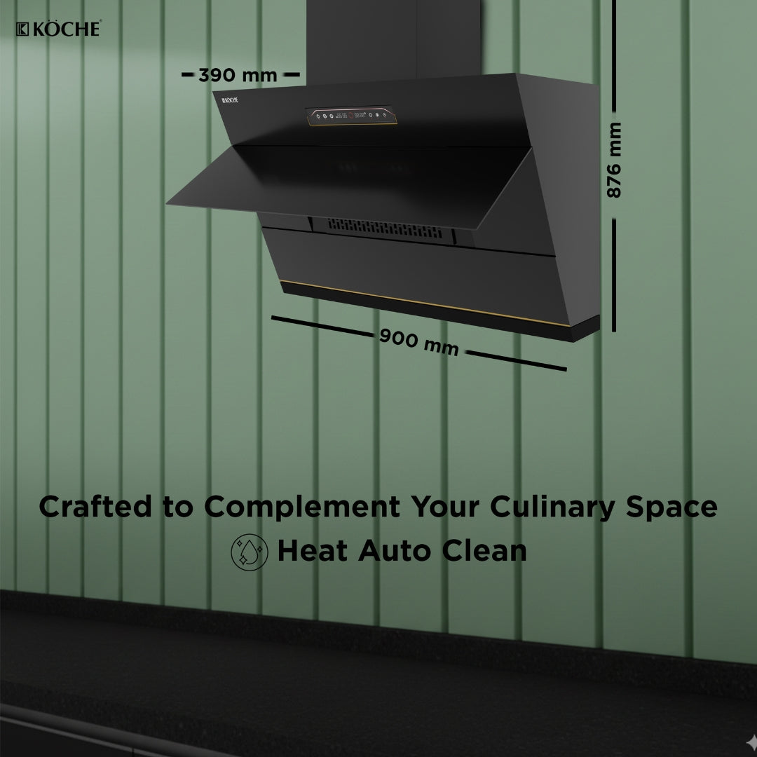 Köche Bravo BLDC chimney comparison ad with features and performance details.