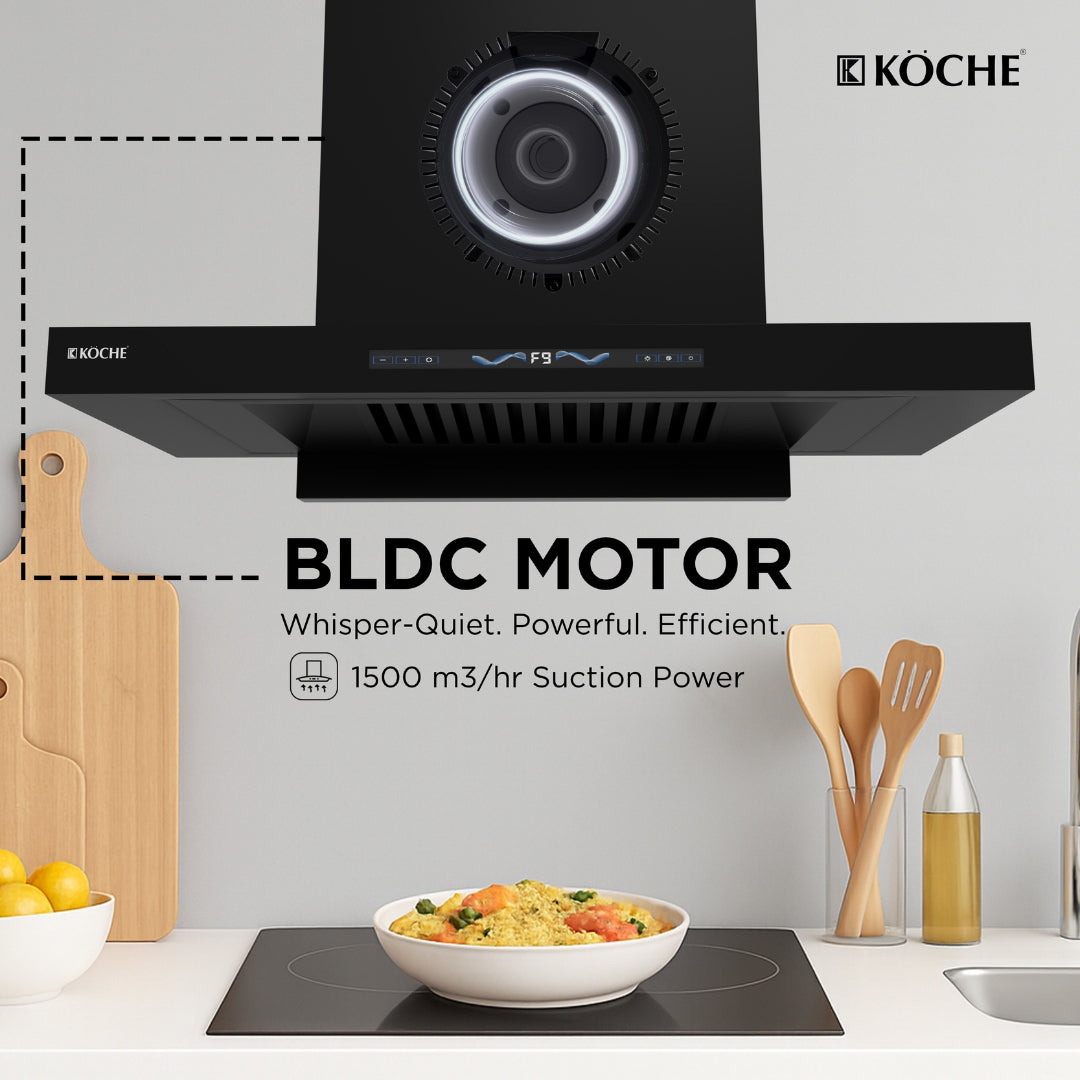 Stark 75 BLDC chimney motor unit close-up kitchen installation view