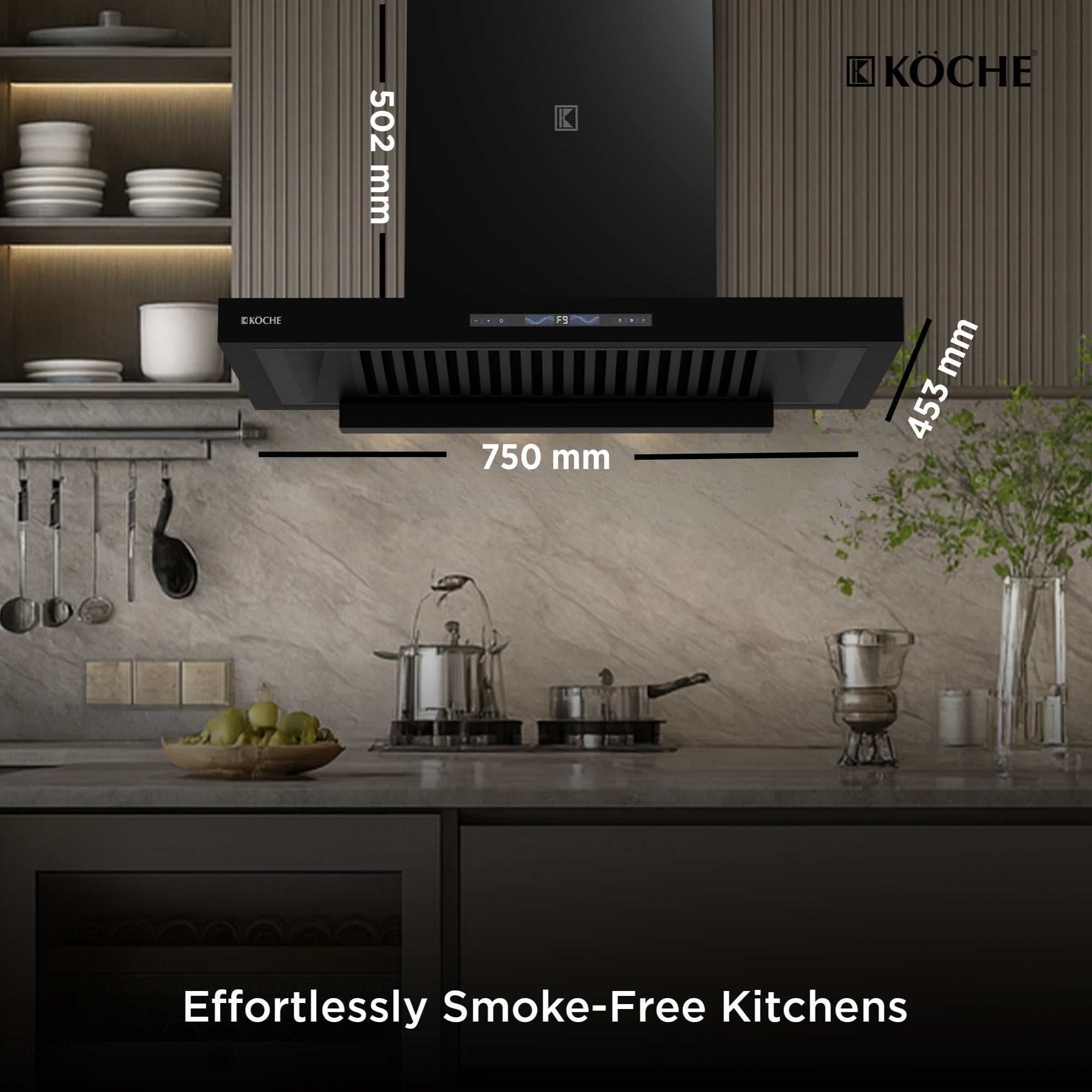 Stark 75cm Ducted BLDC Chimney | 1500 CMH Suction | Auto Clean