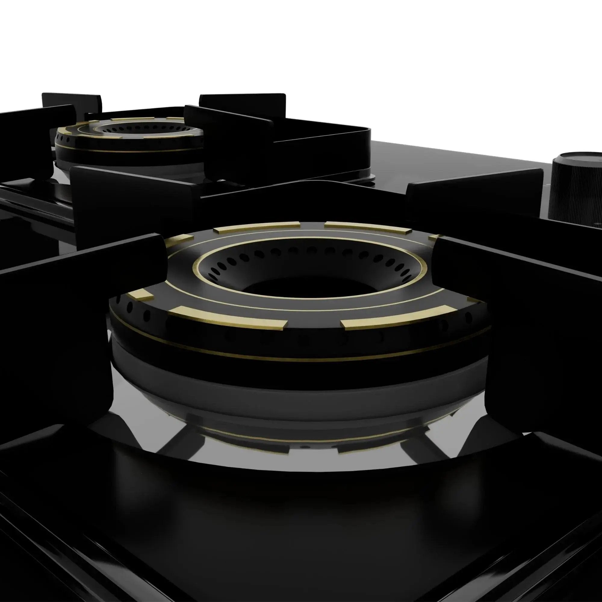 Köche Ivan 4B Hobtop 4-burner gas cooktop with toughened black glass and brass burners