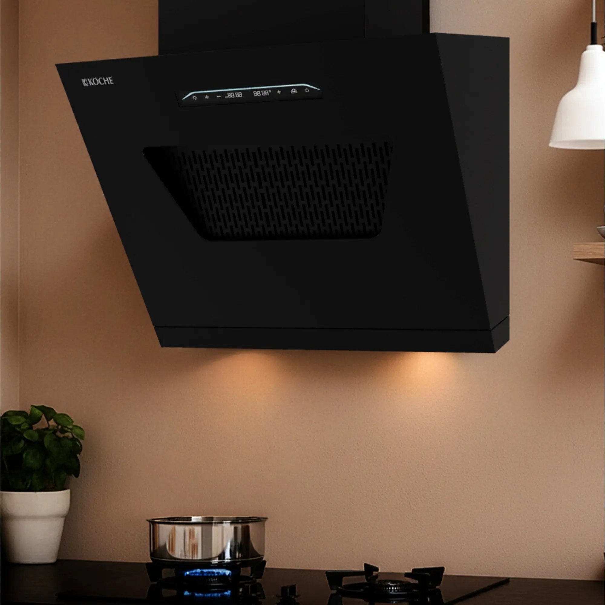 Köche Pronto 60 BLDC Chimney in a beige kitchen