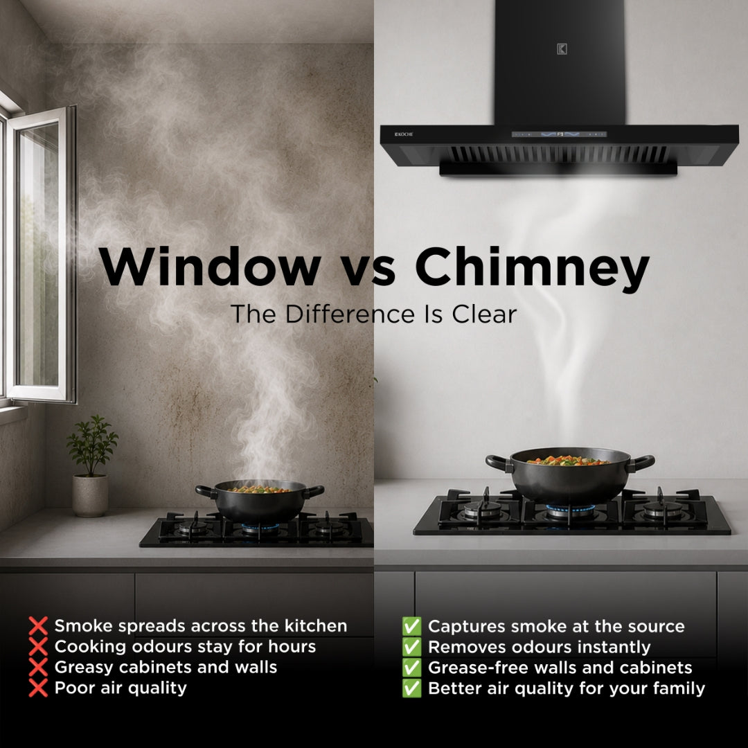 Window vs kitchen chimney smoke control comparison