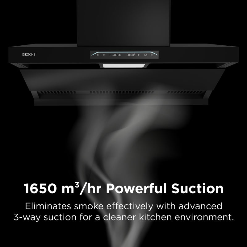   Bravo 90 BLDC Chimney Black kitchen chimney with smoke suction 