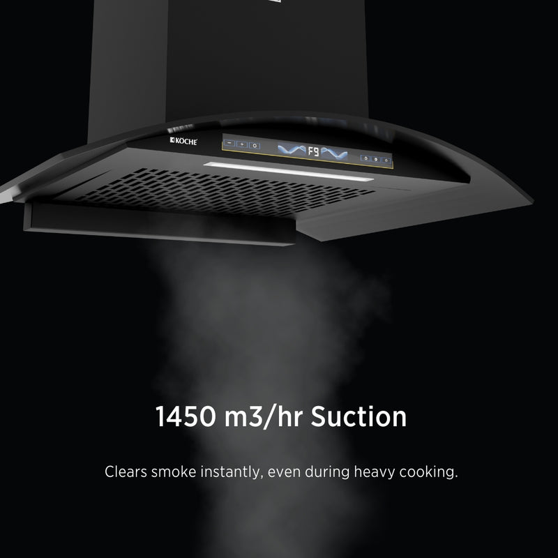   Enzo 75 BLDC Chimney Köche Enzo 75 kitchen chimney with powerful suction removing smoke and fumes 