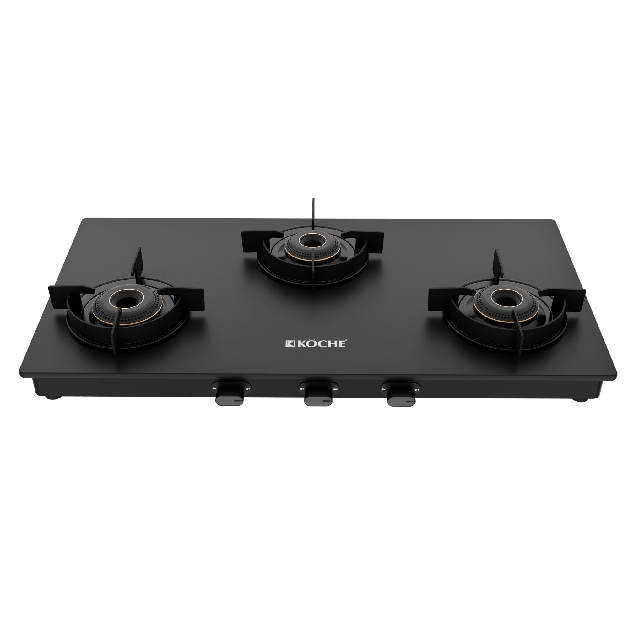 Flamaro 3-Burner Auto Cooktop by Köche – sleek gas stove with auto-ignition for modern kitchens