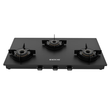 Flamaro 3-Burner Auto Cooktop by Köche – sleek gas stove with auto-ignition for modern kitchens