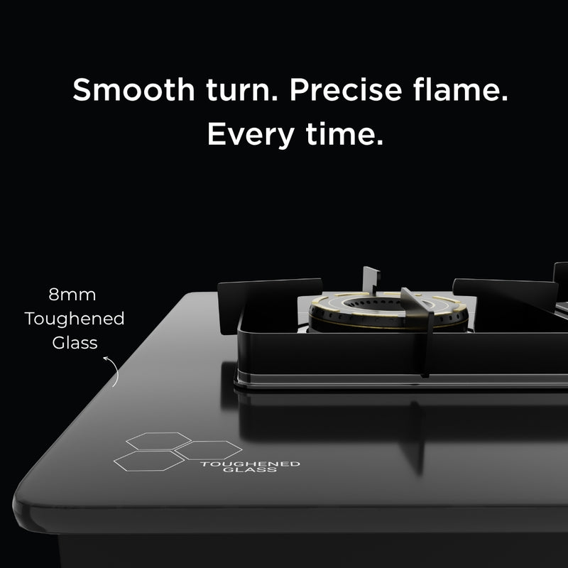   Ivan 4B Auto Ignition Hobtop Köche Ivan gas hob with 8mm toughened glass cooktop and precise flame control. 