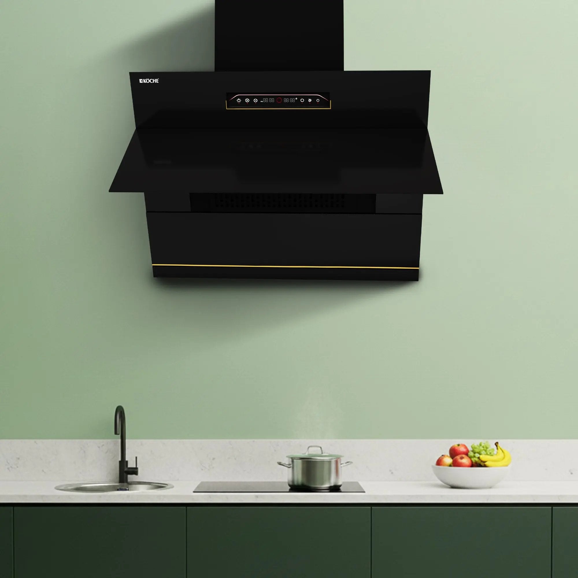 Köche Laura 75 BLDC Chimney installed in a modern kitchen.