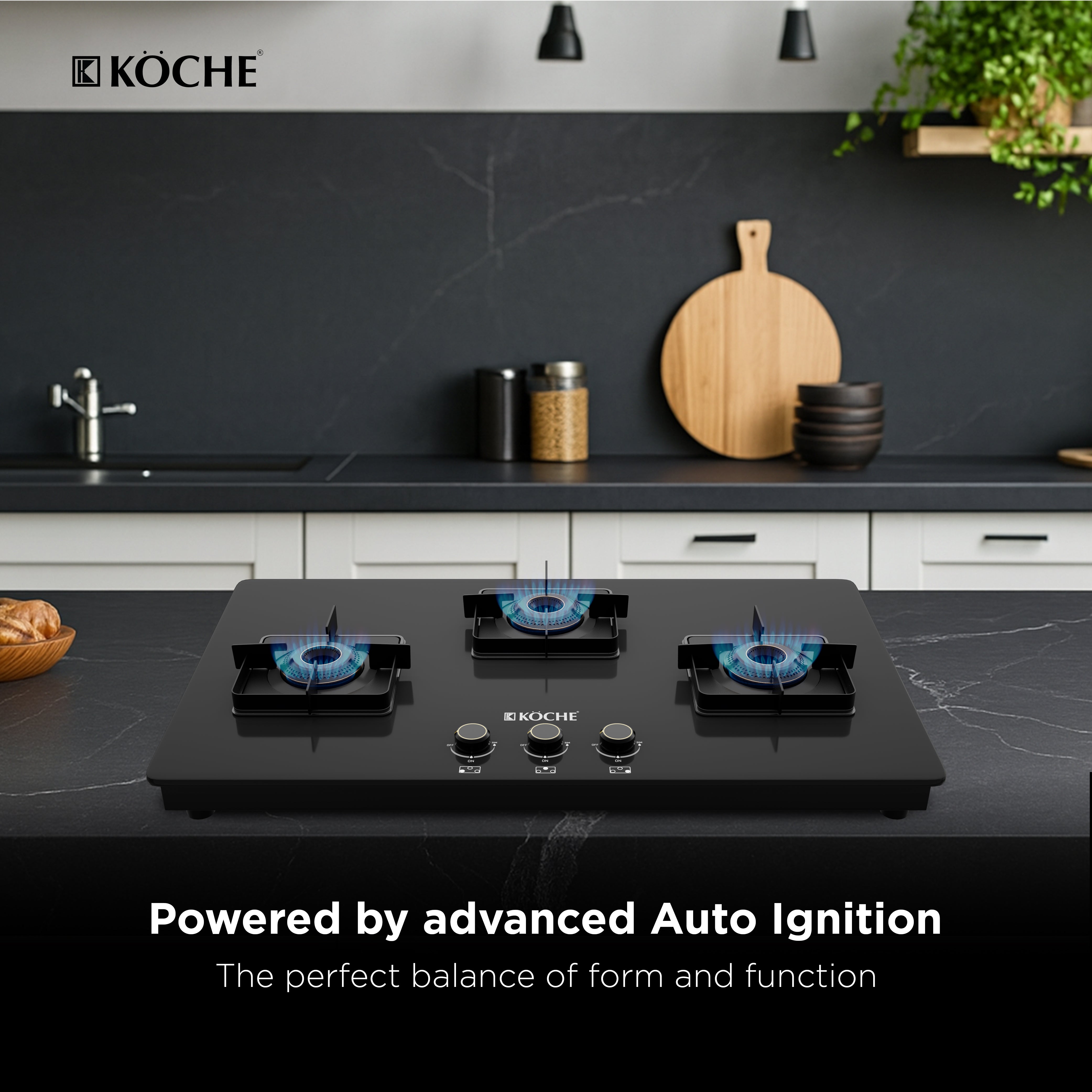 Köche battery powered auto ignition gas stove in modern kitchen