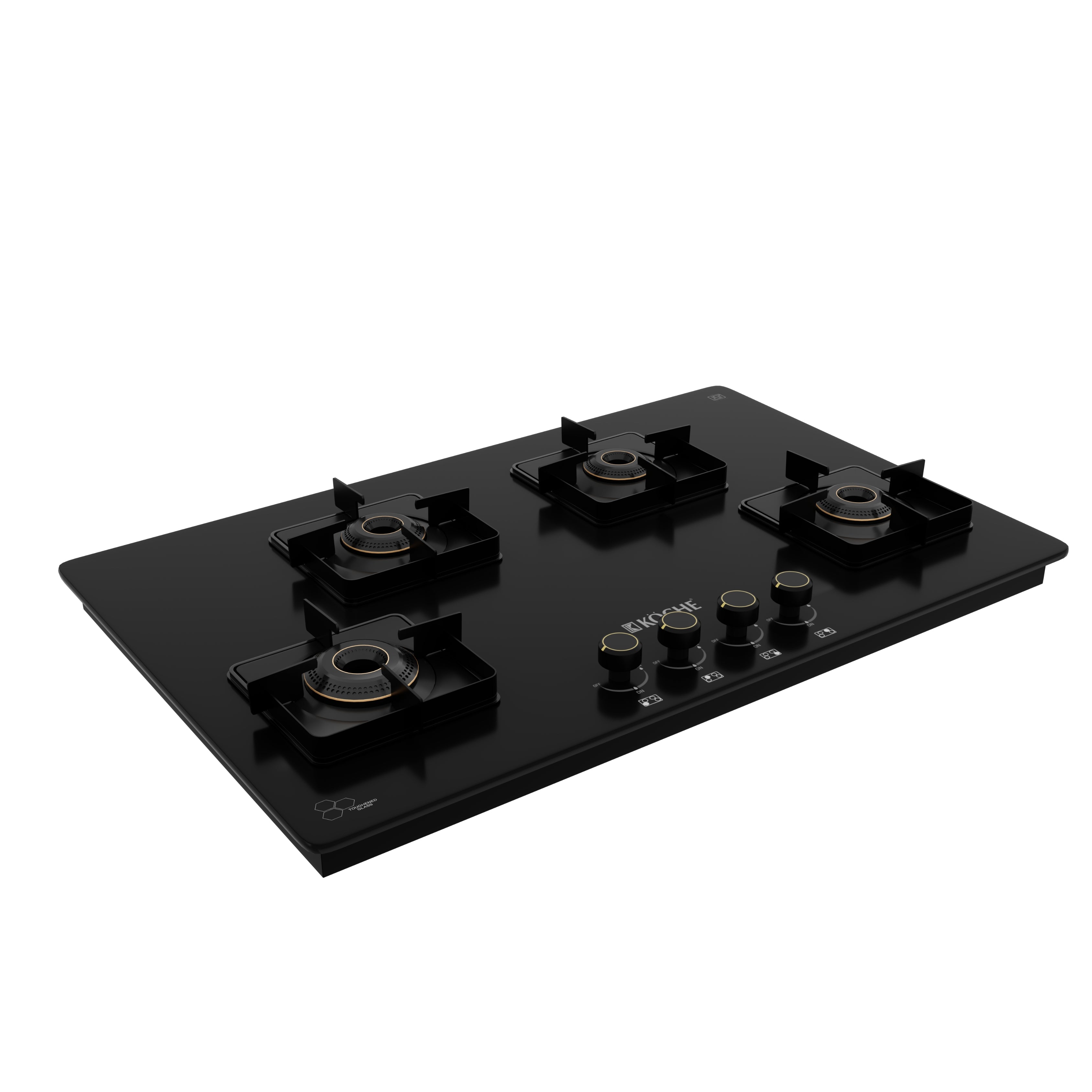 Koche Betty 4 burner glass gas hob side view