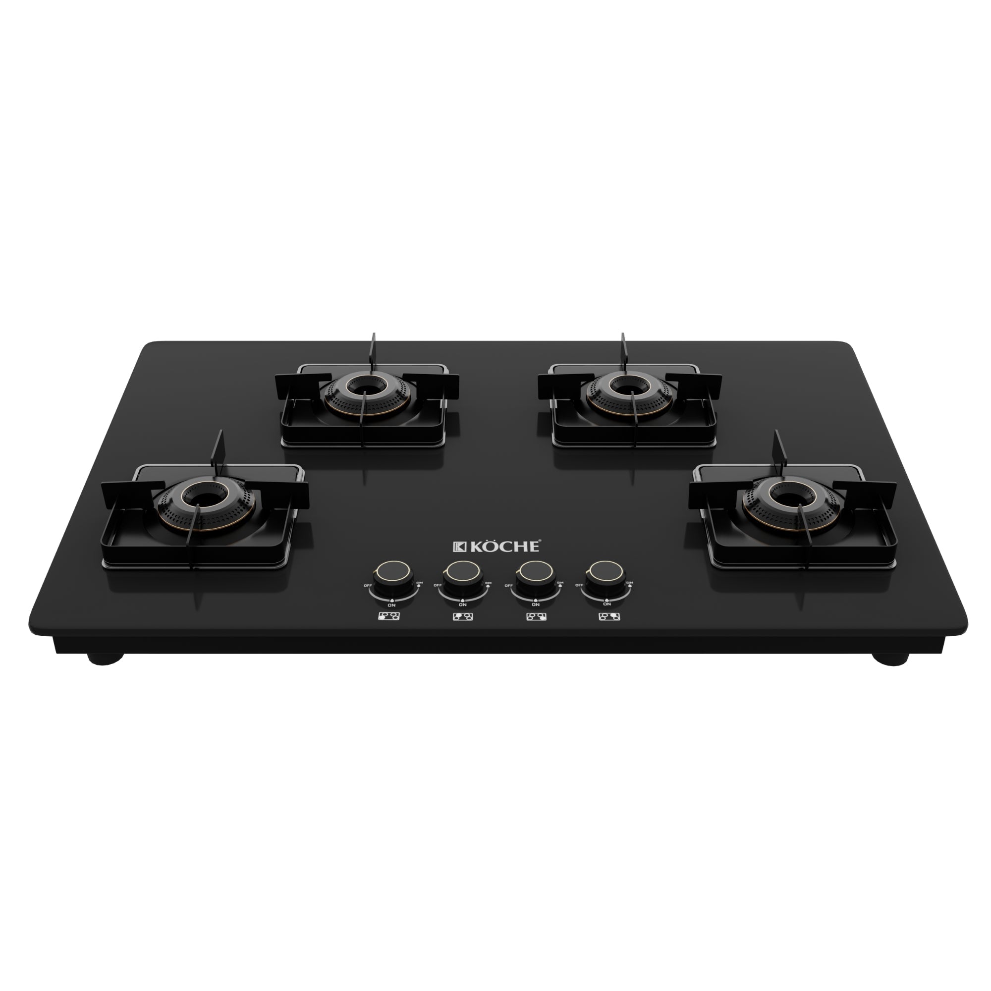 Köche black betty hob with four burners on a white background