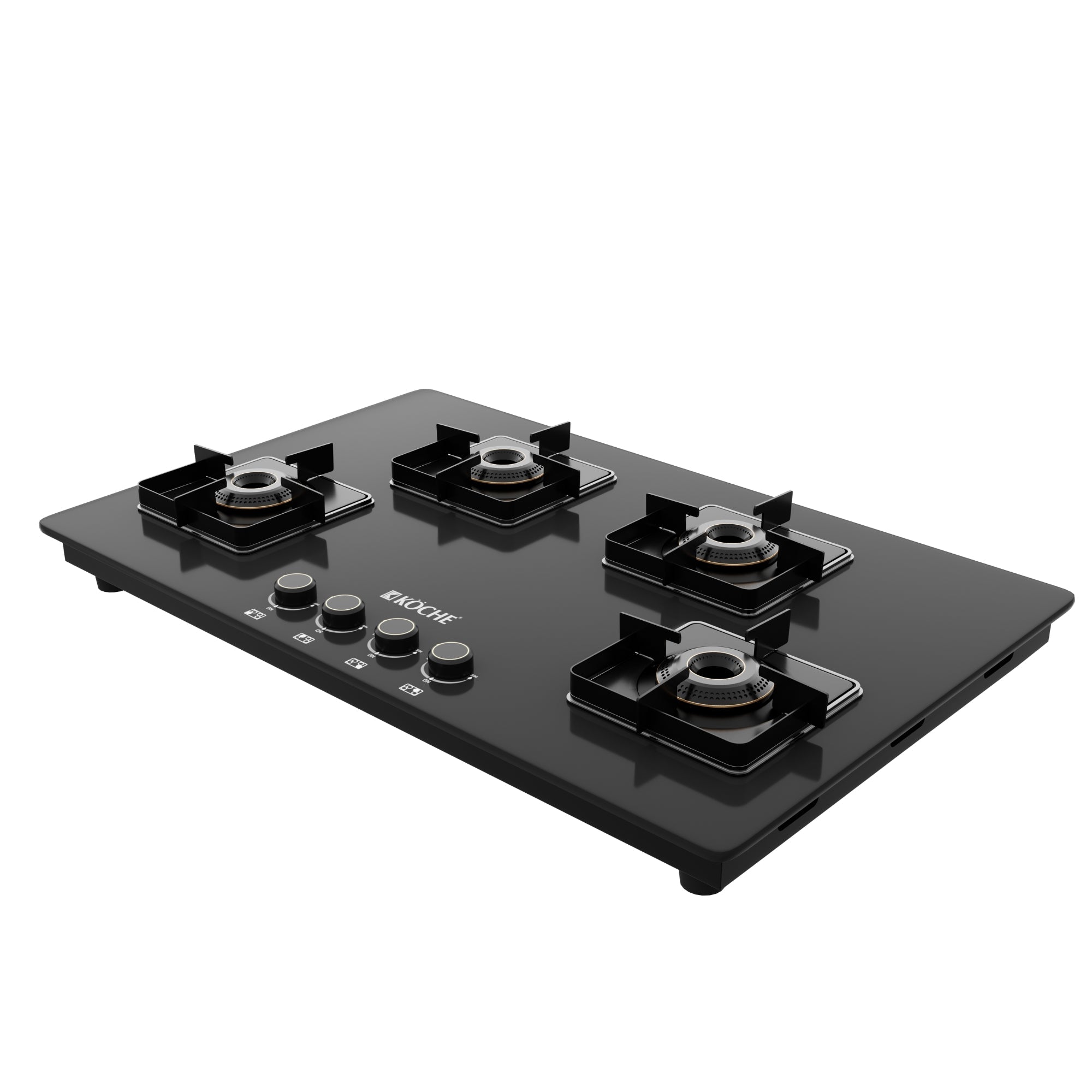 Köche Black Betty Hob with four burners on a white background