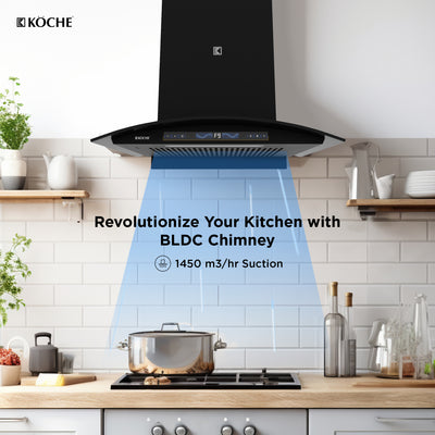 Köche Enzo 60 kitchen chimney showing suction performance.