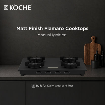 Köche Flamaro 4-burner gas cooktop with matt finish and manual ignition