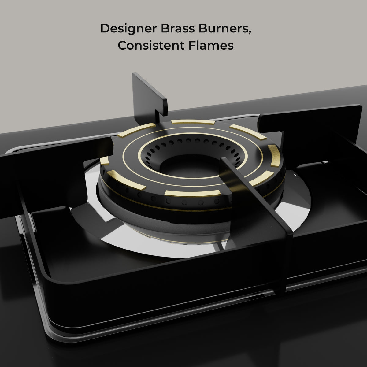 Köche Ivan gas hob with designer brass burner and consistent flame performance