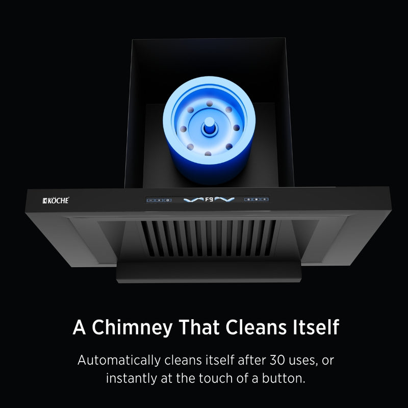   Stark 75cm Ducted BLDC Chimney | 1500 CMH Suction | Auto Clean Köche Stark 60 kitchen chimney with high suction power. 