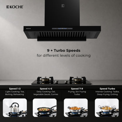 Koche Stark 75cm kitchen chimney with turbo speed