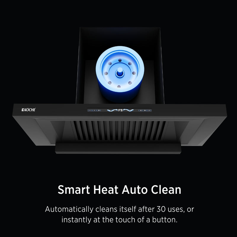   Stark 90 BLDC Chimney Black kitchen chimney with smart auto-clean heat technology 