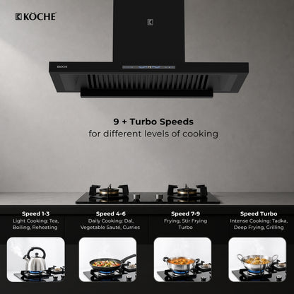 Koche Stark 90cm kitchen chimney with turbo speed