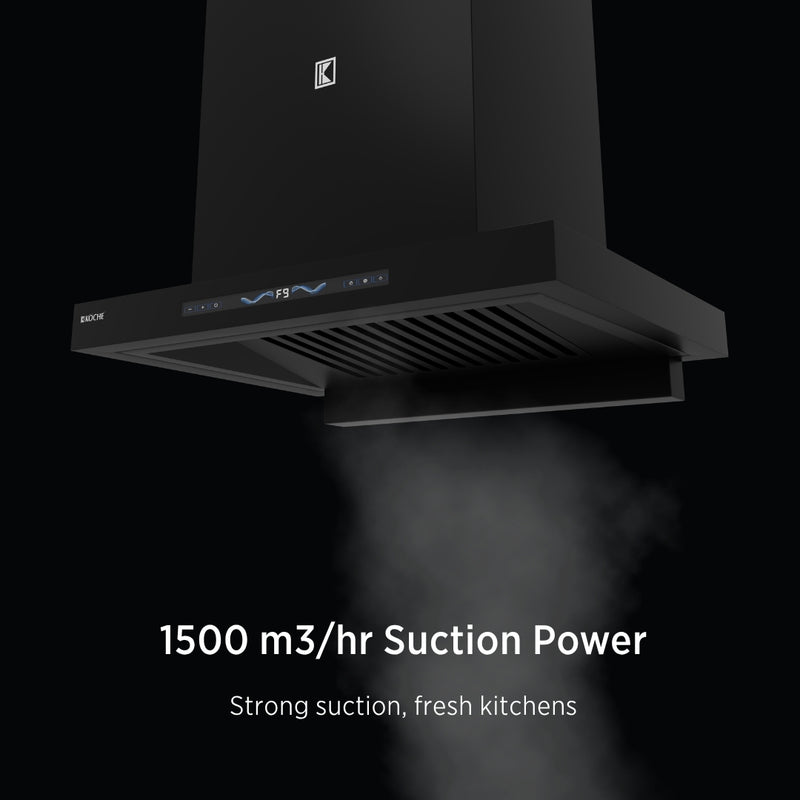   Stark 60 BLDC Chimney Black kitchen chimney with high suction power and smoke absorption 