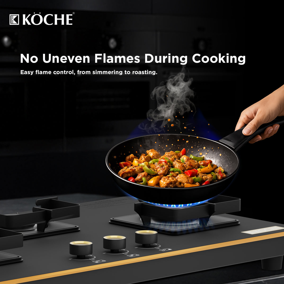 Nova hobtop with even flame control for cooking.
