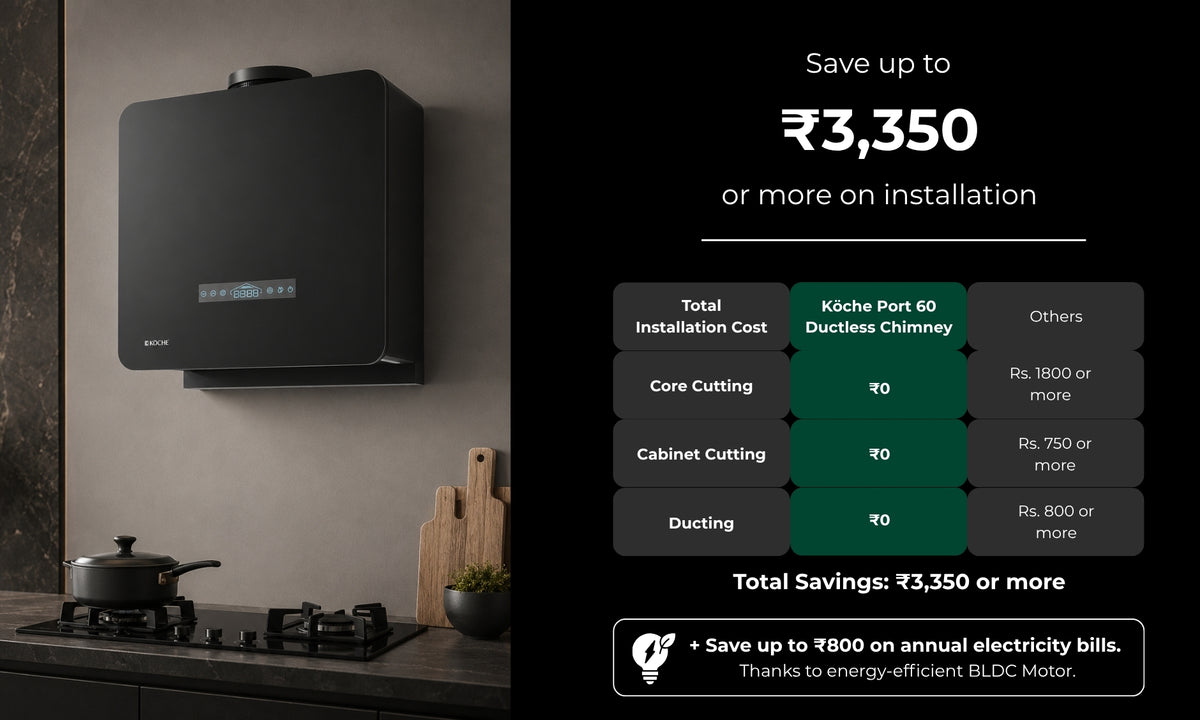 Köche Port 60 ductless chimney installation cost savings comparison chart