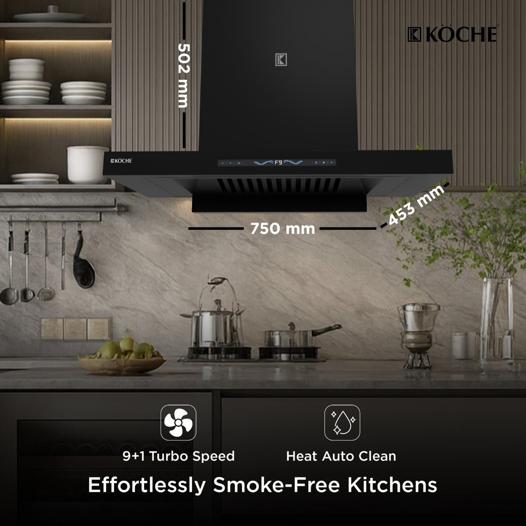 Stark 75 chimney dimensions and size specification image in kitchen setup