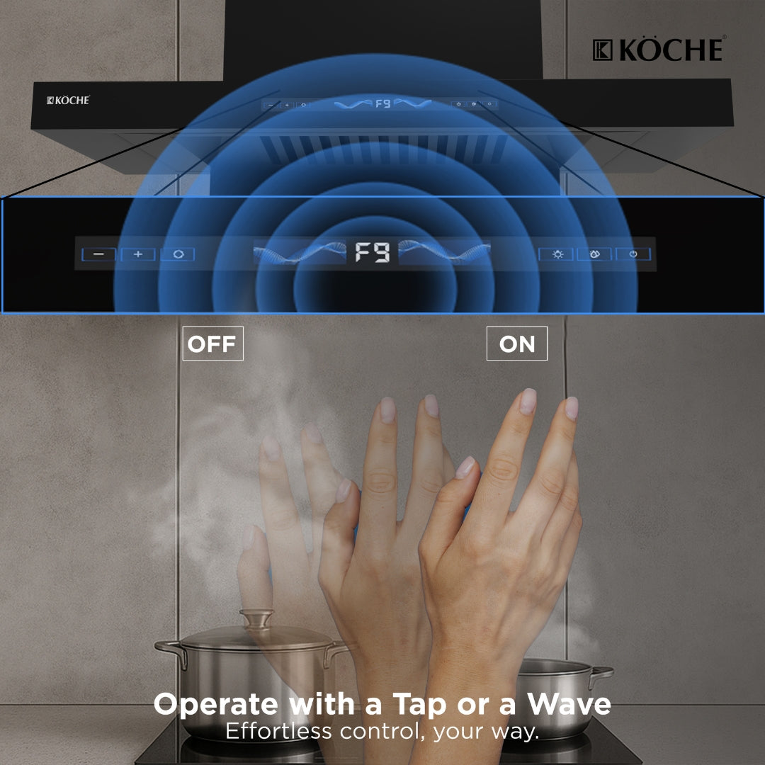 Stark 75 BLDC chimney gesture control touchless operation in kitchen