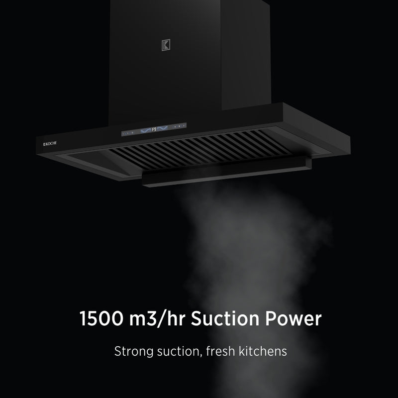   Stark 75 BLDC Chimney Black kitchen chimney with strong suction power. 