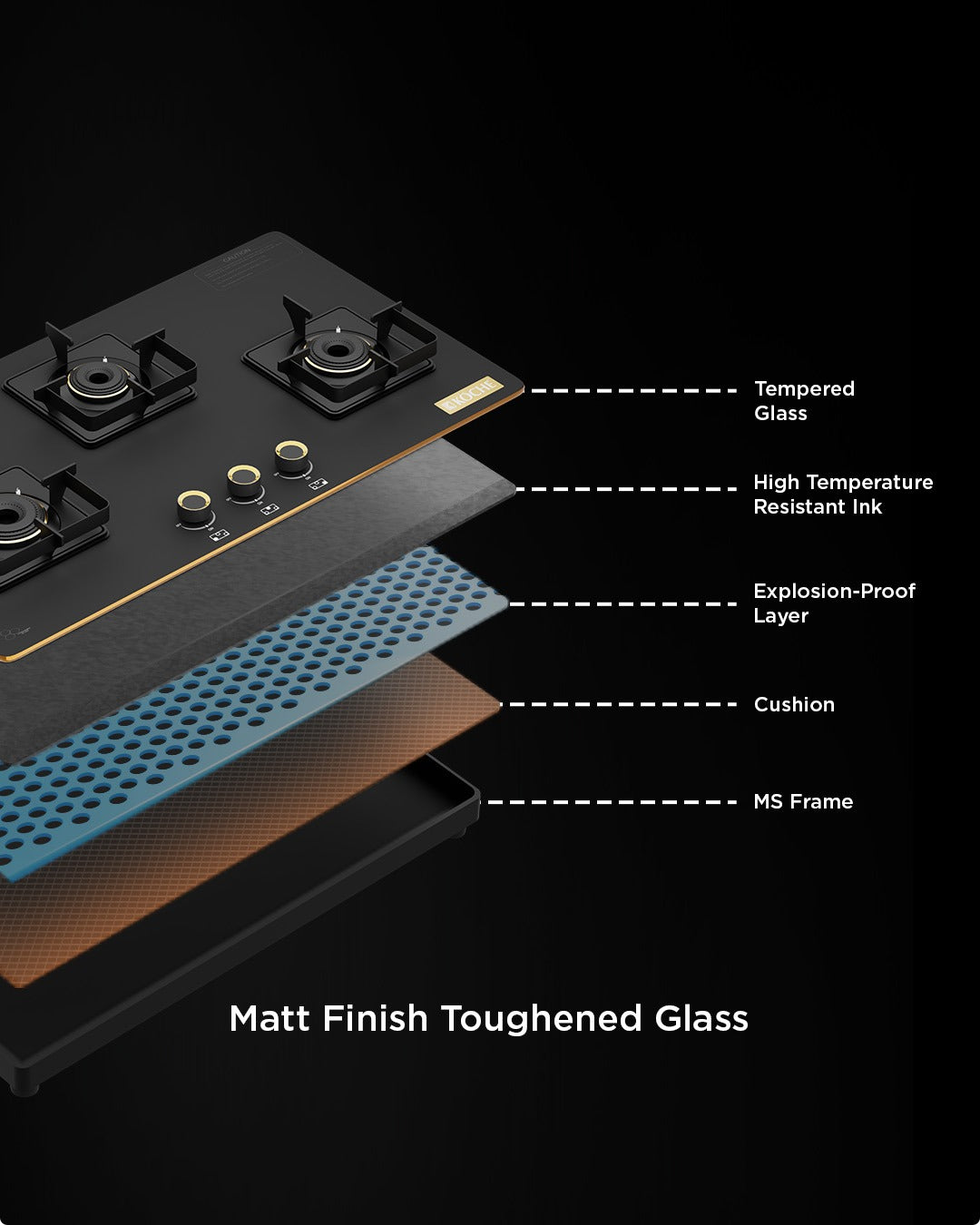 Nova 4B Hobtop matt finish toughened glass