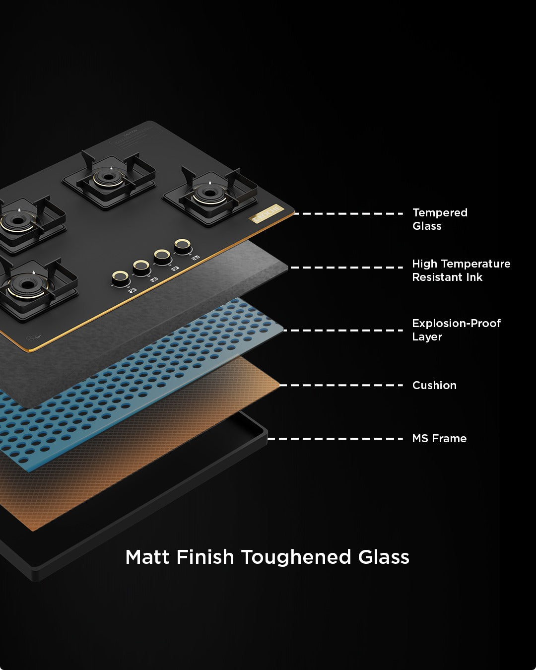 Nova 4B Hobtop matt finish toughened glass