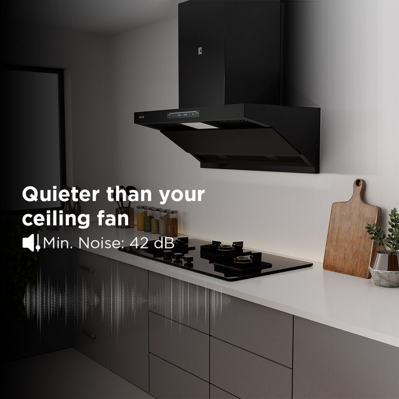   Bravo 90cm Ducted BLDC Chimney | 1650 CMH Multi-Suction | Auto Clean Köche Bravo 90 BLDC kitchen chimney with low noise operation 