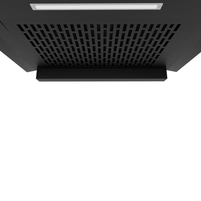 Köche Enzo 90 BLDC chimney black glass finish with gesture control panel above cooking stove