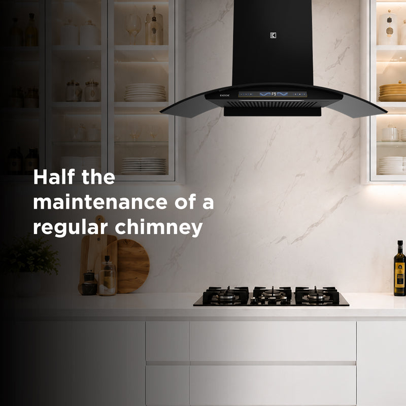   Enzo 90cm Ducted BLDC Chimney | 1450 CMH Powerful Suction | Auto Clean Köche Enzo 90 kitchen chimney with easy maintenance design for modern kitchen. 