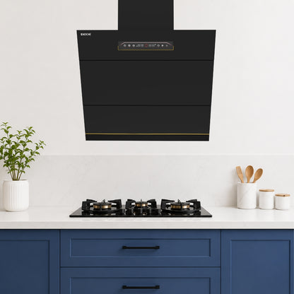 Köche Laura 60 kitchen chimney in a modern modular kitchen.