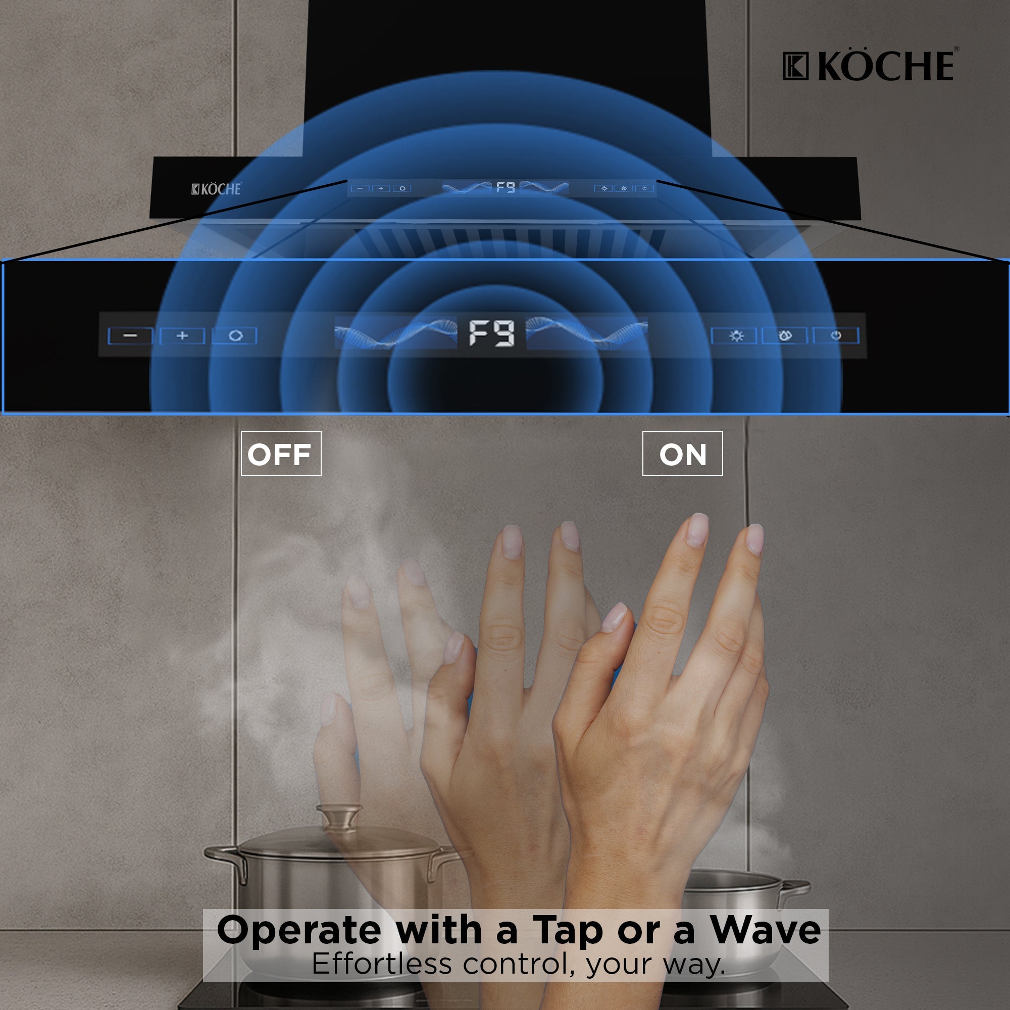 Köche Stark 60 BLDC chimney black glass finish wall-mounted