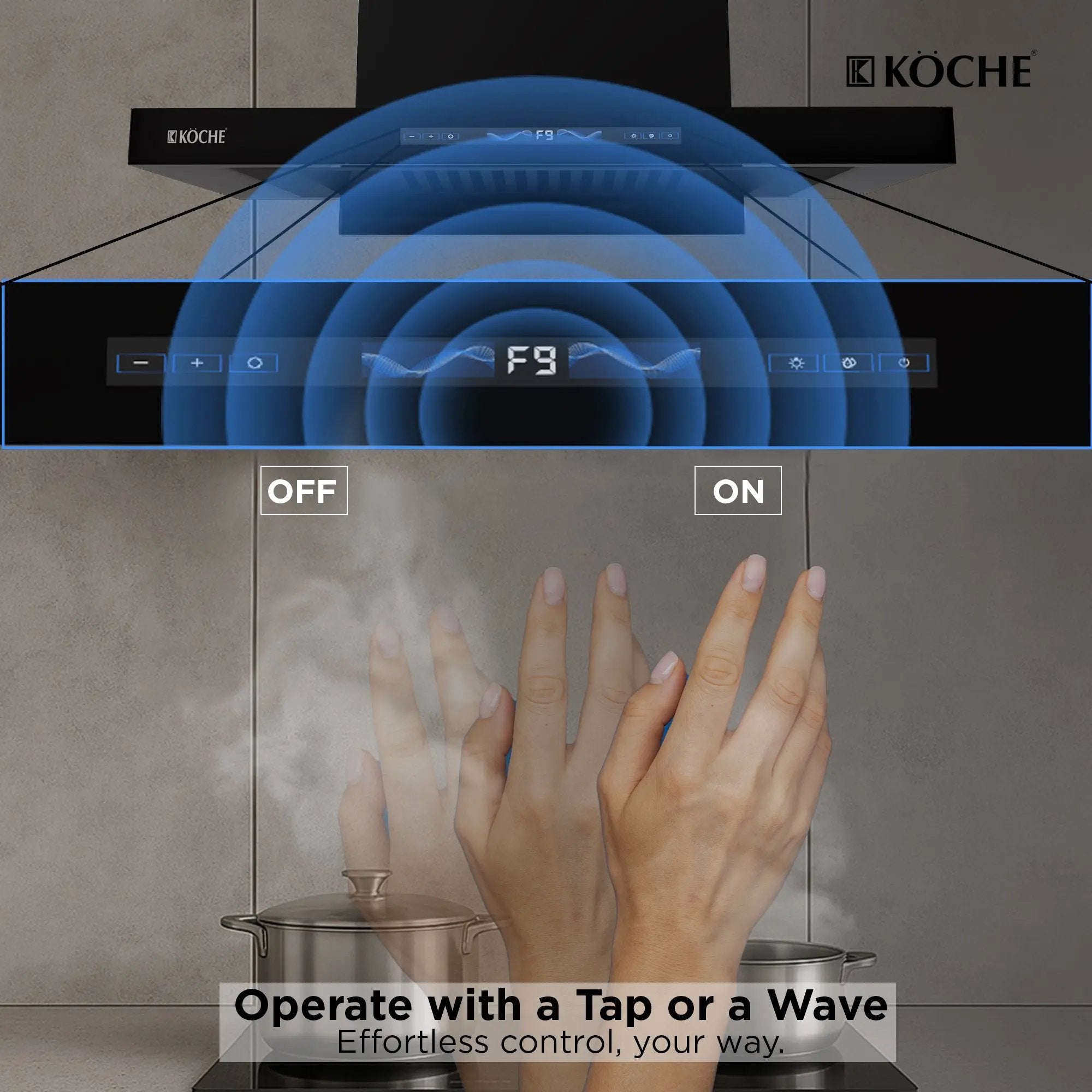 Köche Stark 75 BLDC chimney black-glass wall mounted