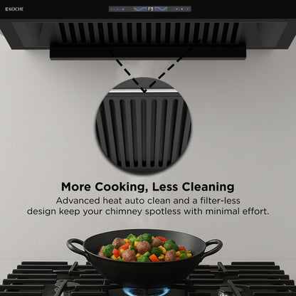 Köche Stark 75 filterless BLDC kitchen chimney with low-maintenance design for smoke-free cooking
