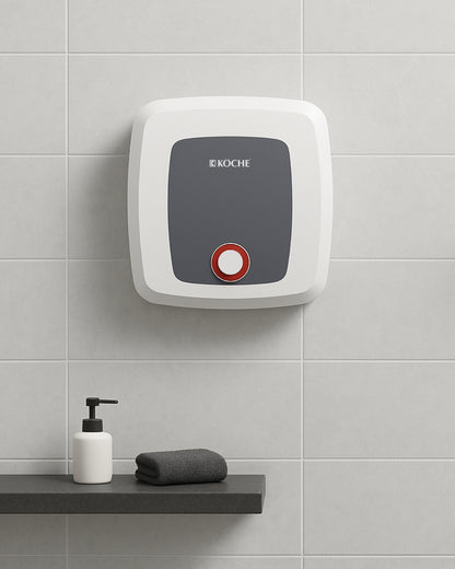 Köche white and grey water heater in bathroom